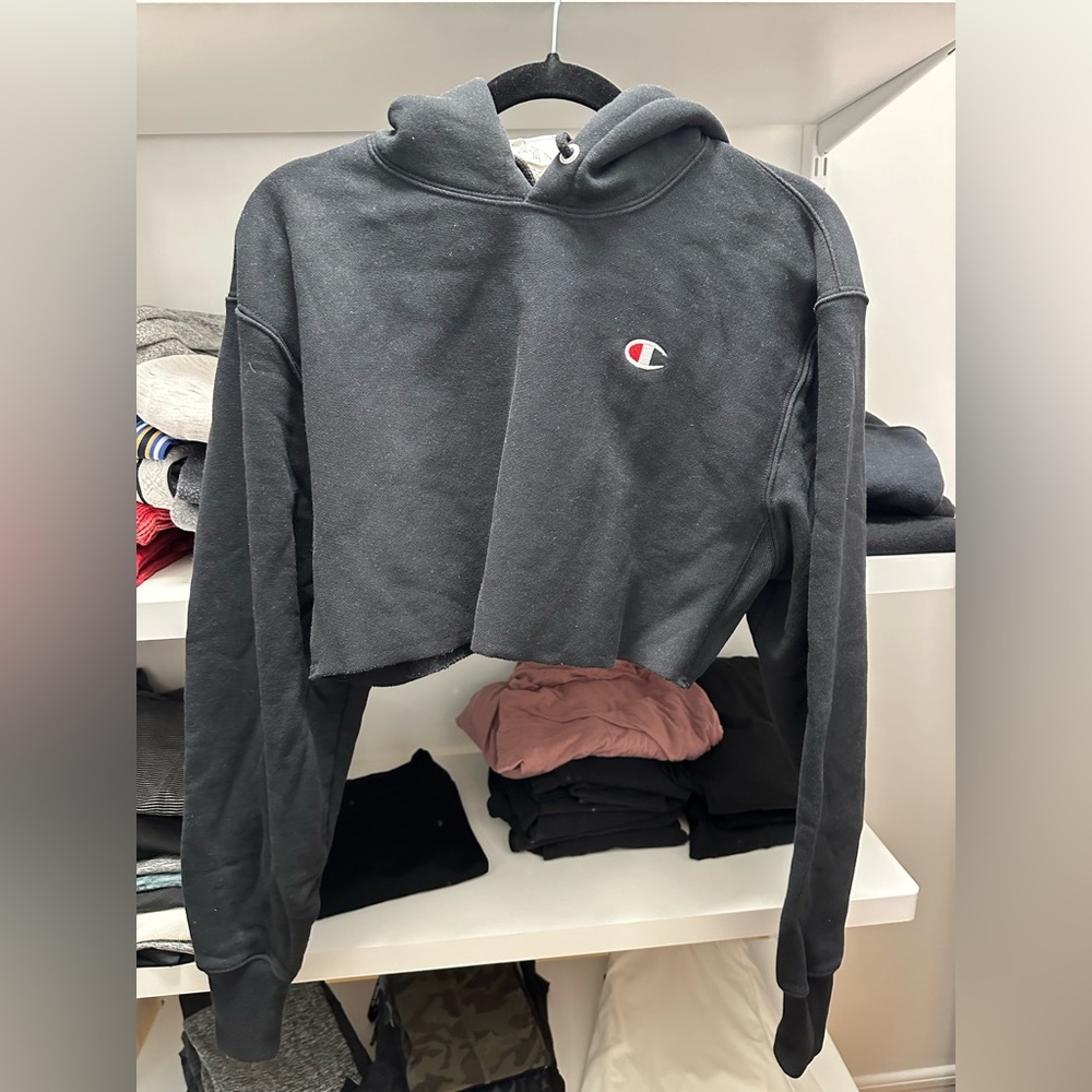 Champion cropped black hoodie